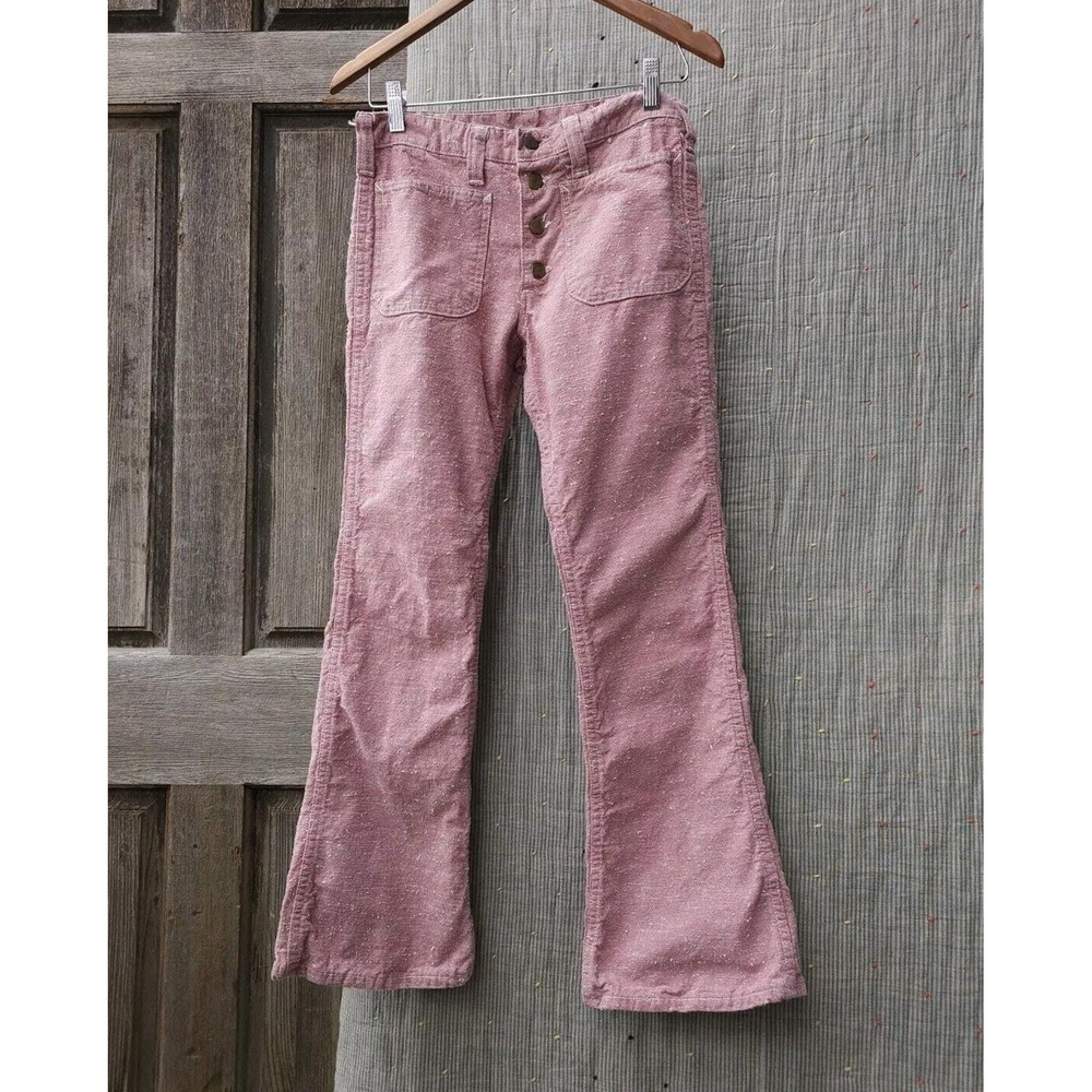 Vintage 1960s 70s Lee Red White Flecked Textured Flare Leg Pants Jeans 28 x 28.5